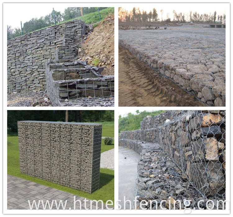 Hexagonal stone cages galvanized gabion baskets gabion mesh for river wall